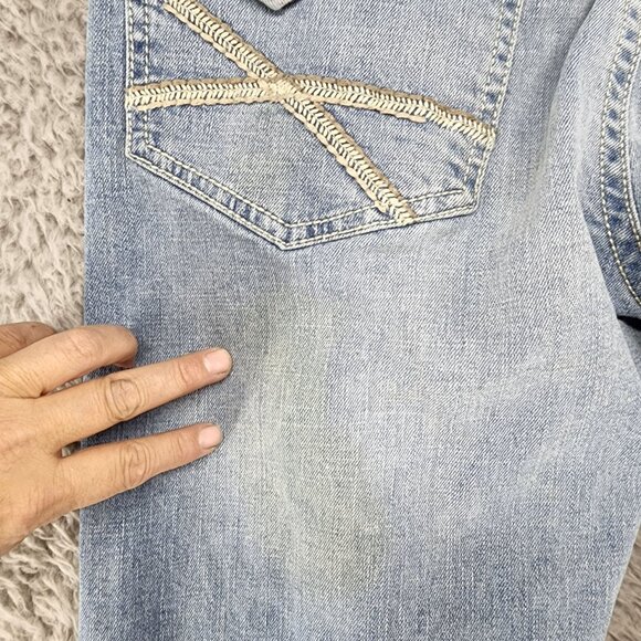 TK Axel Jeans Mens 34x30 Slim Boot Stretch Faded Blue Distressed Mid Rise *Read* - Picture 12 of 12